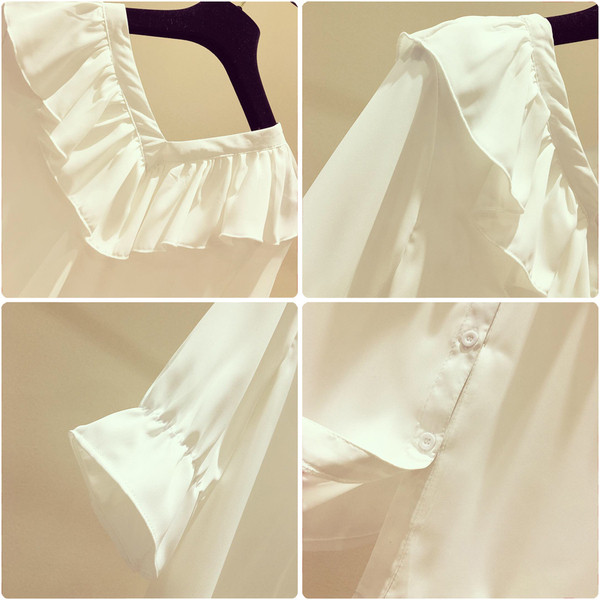 Stílusos női ing V-nyakú és rövid ujjú