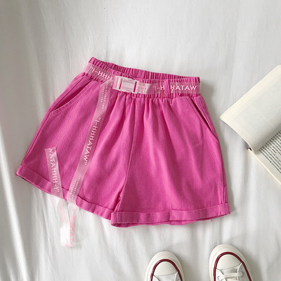 Pantaloni scurti de dama cu buzunare si talie elastica in mai multe culori