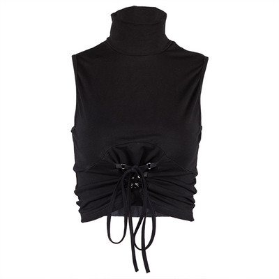 Maieu modern de damă cu guler înalt și cravate în negru