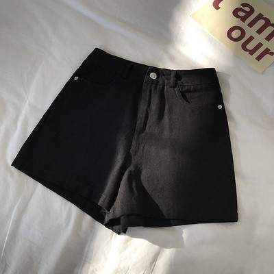 Pantaloni scurți de damă cu talie înaltă în negru, roșu și alb