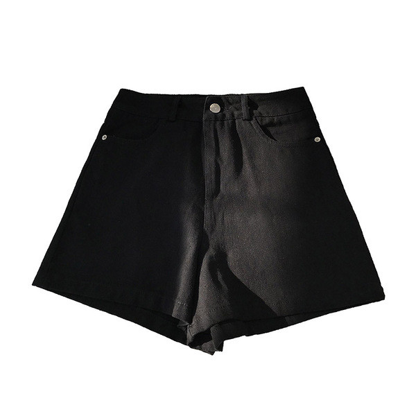 Pantaloni scurți de damă cu talie înaltă în negru, roșu și alb