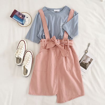 Fusta dama model nou cu bretele - model asimetric in mai multe culori