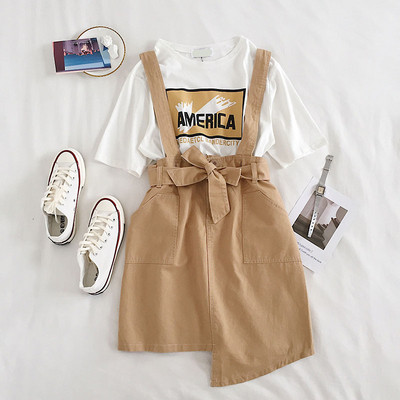 Fusta dama model nou cu bretele - model asimetric in mai multe culori