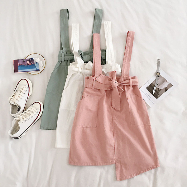 Fusta dama model nou cu bretele - model asimetric in mai multe culori