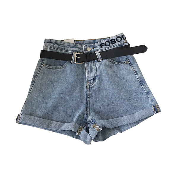 Blugi scurti moderni de dama cu broderie in alb si albastru