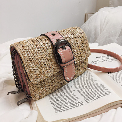 Geanta dama tricotata cu catarama in trei culori