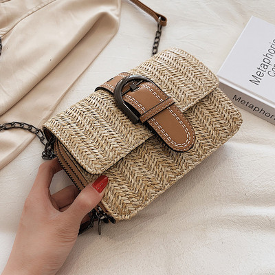 Geanta dama tricotata cu catarama in trei culori