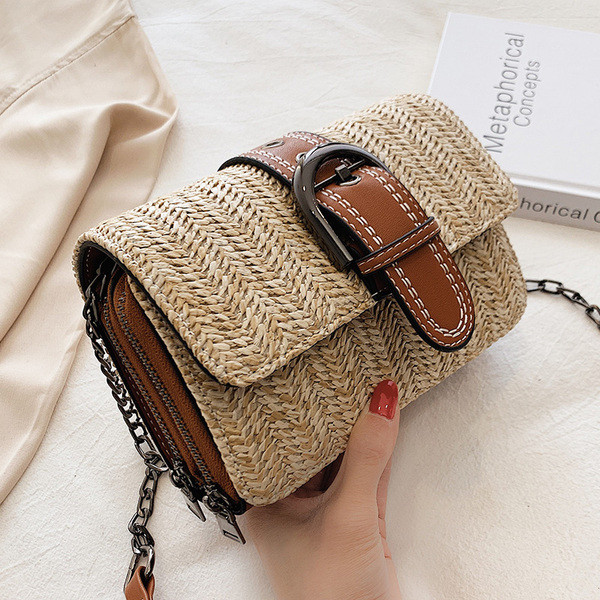 Geanta dama tricotata cu catarama in trei culori