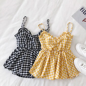 Maieu de damă în carouri cu bretele subțiri în mai multe culori