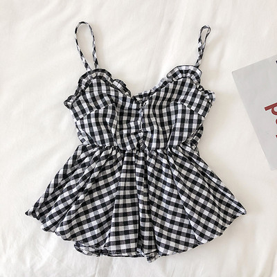 Maieu de damă în carouri cu bretele subțiri în mai multe culori