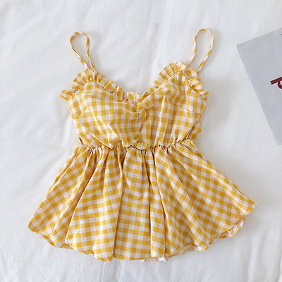 Maieu de damă în carouri cu bretele subțiri în mai multe culori