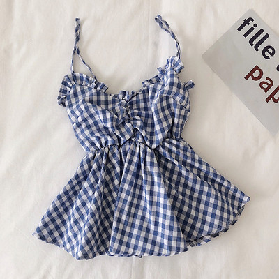 Maieu de damă în carouri cu bretele subțiri în mai multe culori