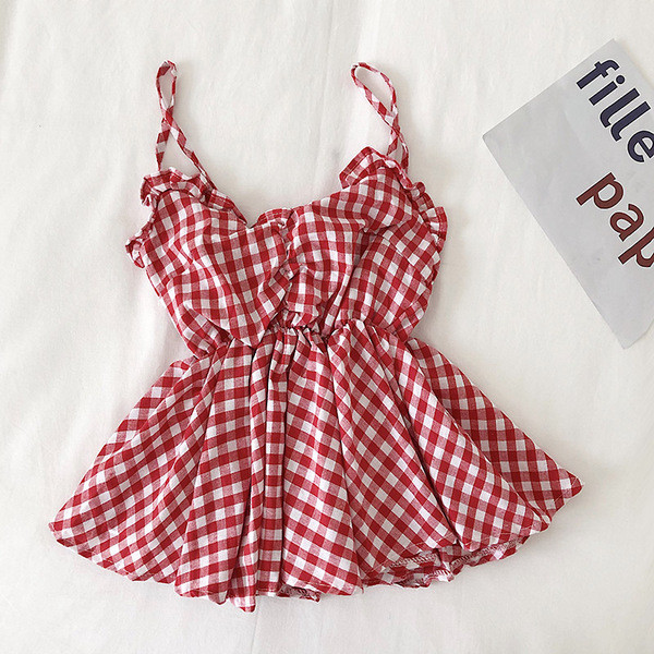 Maieu de damă în carouri cu bretele subțiri în mai multe culori