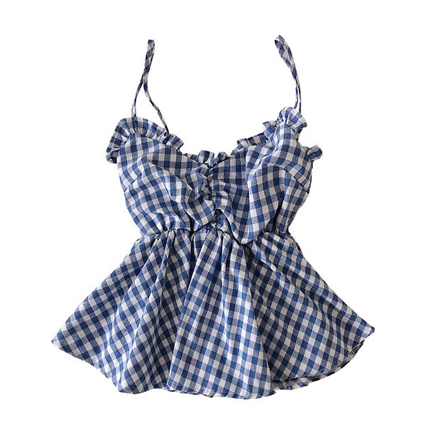 Maieu de damă în carouri cu bretele subțiri în mai multe culori