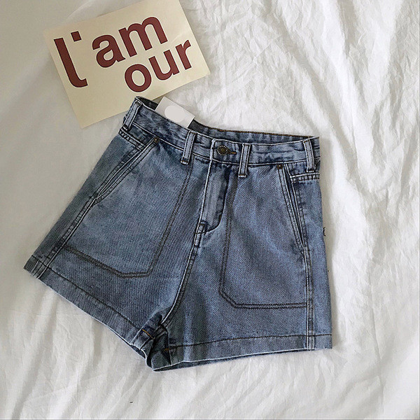 Pantaloni scurți casual de damă din denim cu buzunare