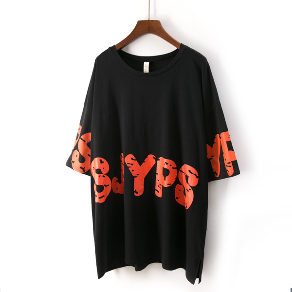 Női póló széles modell fekete, fehér és kék felirattal