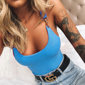 Corp de dama modern cu elemente metalice in albastru