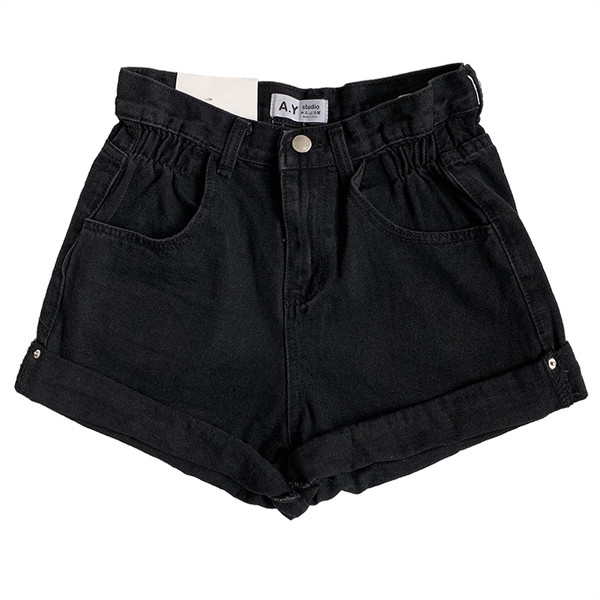 Pantaloni scurți casual din denim în negru și albastru