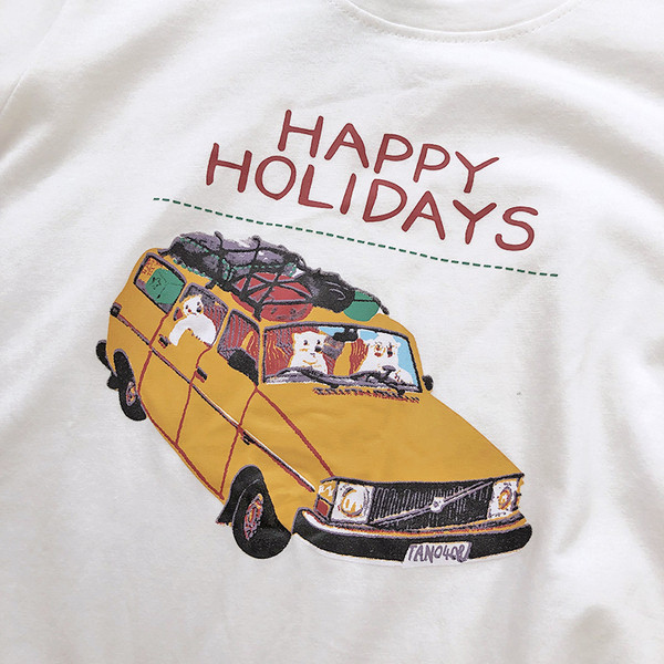 Tricou casual dama cu aplicatie si inscriptie alb si galben