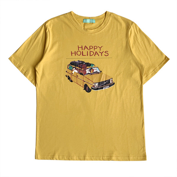 Tricou casual dama cu aplicatie si inscriptie alb si galben