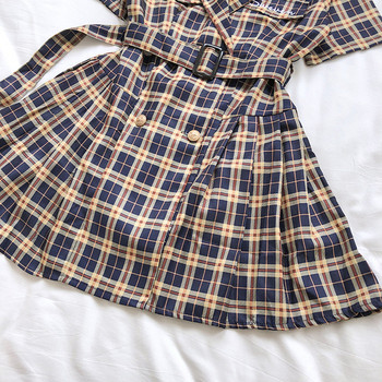 Rochie de dama in carouri croiala cu nasturi si curea