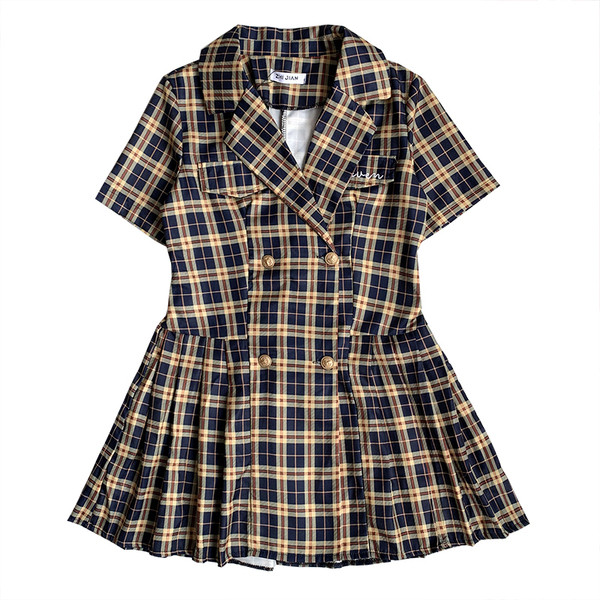 Rochie de dama in carouri croiala cu nasturi si curea