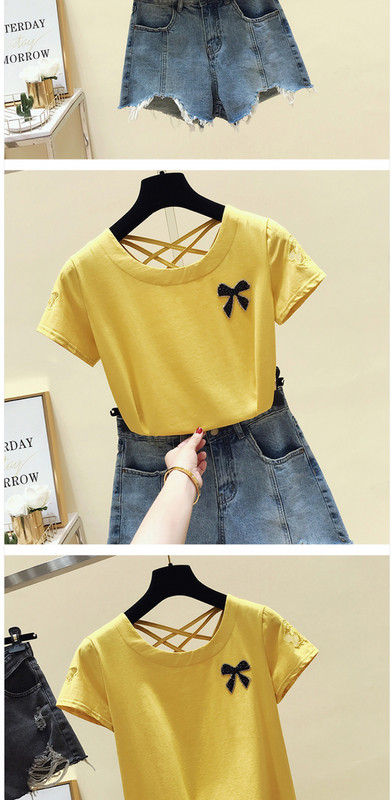 Női alkalmi póló kövekkel és hímzéssel, két színben