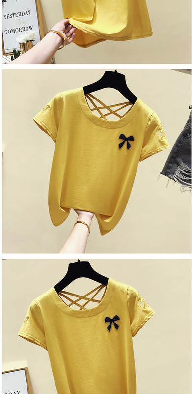 Női alkalmi póló kövekkel és hímzéssel, két színben