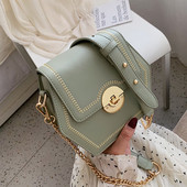 Geanta de dama din piele cu maner metalic