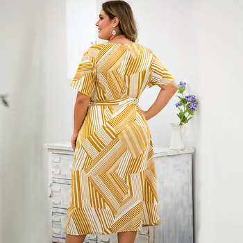 Új modell női ruha V-nyakkal és gombokkal 4XL-ig