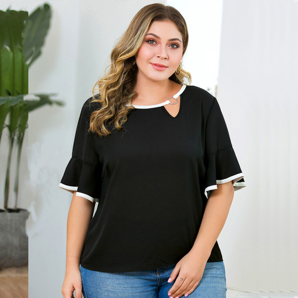 Bluză de damă elegantă cu mâneci 3/4 de culoare neagră