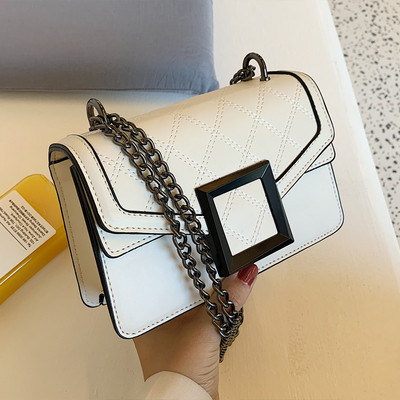 Geanta de dama din piele cu inchidere metalica in mai multe culori