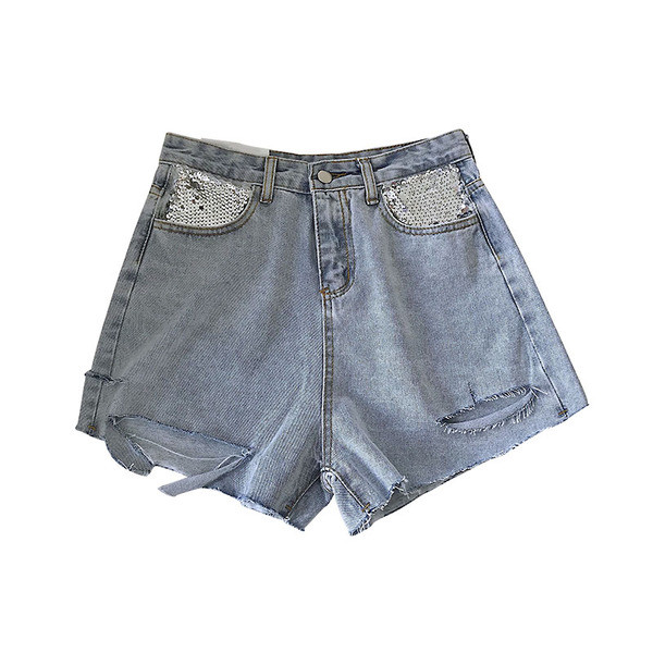 Pantaloni scurți de damă cu un element - paiete în două culori