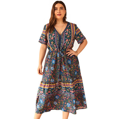 Rochie de damă casual croită, cu decolteu în V și mâneci 3/4