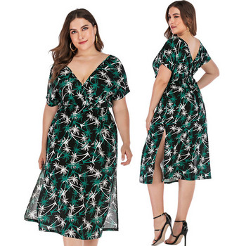 Stílusos női ruha hasítékkal fekete színben