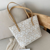 Geanta de dama cu dantela in bej si negru