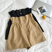 Pantaloni scurti casual dama cu talie elastica in doua culori