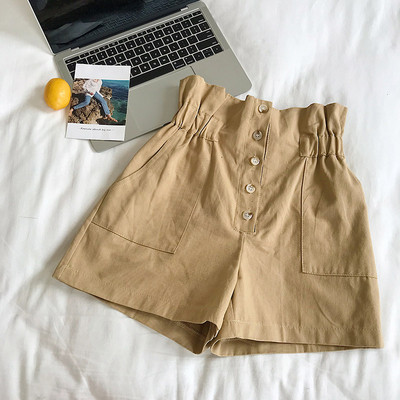 Pantaloni scurti casual dama cu talie elastica in doua culori