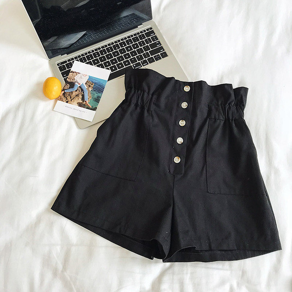 Pantaloni scurti casual dama cu talie elastica in doua culori