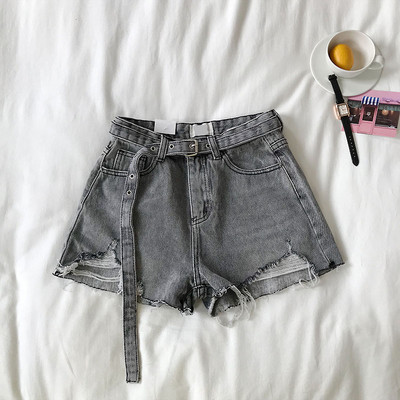 Pantaloni scurți de damă din denim cu curea în două culori