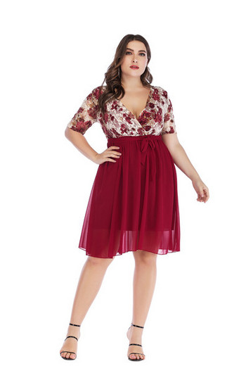 Rochie eleganta de dama cu decolteu in V si tul in mai multe culori