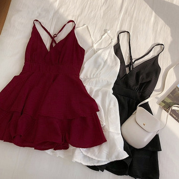 Stílusos női ruha vékony pántokkal és V-nyakkal több színben