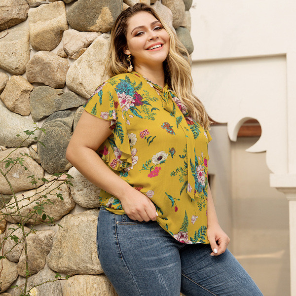 Bluza de dama model nou cu motive florale si cravate