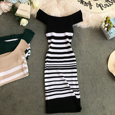 Női modern csíkos ruha több színben