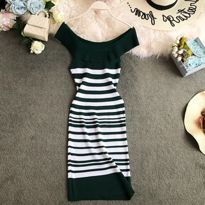 Női modern csíkos ruha több színben