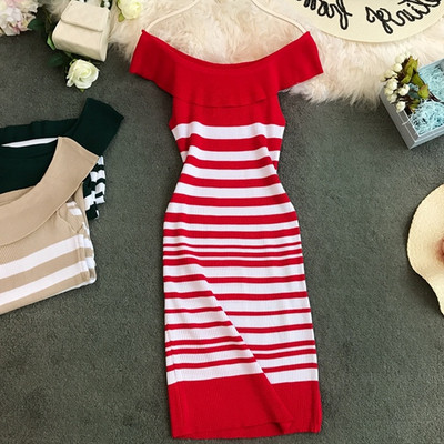 Női modern csíkos ruha több színben