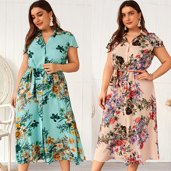 Rochie de dama colorata cu centura si nasturi in albastru si roz