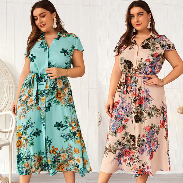 Rochie de dama colorata cu centura si nasturi in albastru si roz