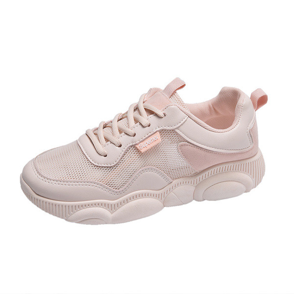 Μοντέρνα γυναικεία αθλητικά παπούτσια σε ροζ και μπεζ χρώμα