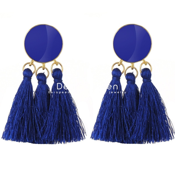 Cercei moderni de dama cu element ciucuri in mai multe culori